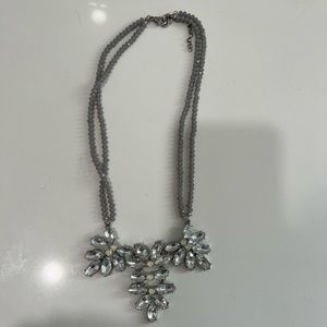 Gray and silver beaded statement necklace
